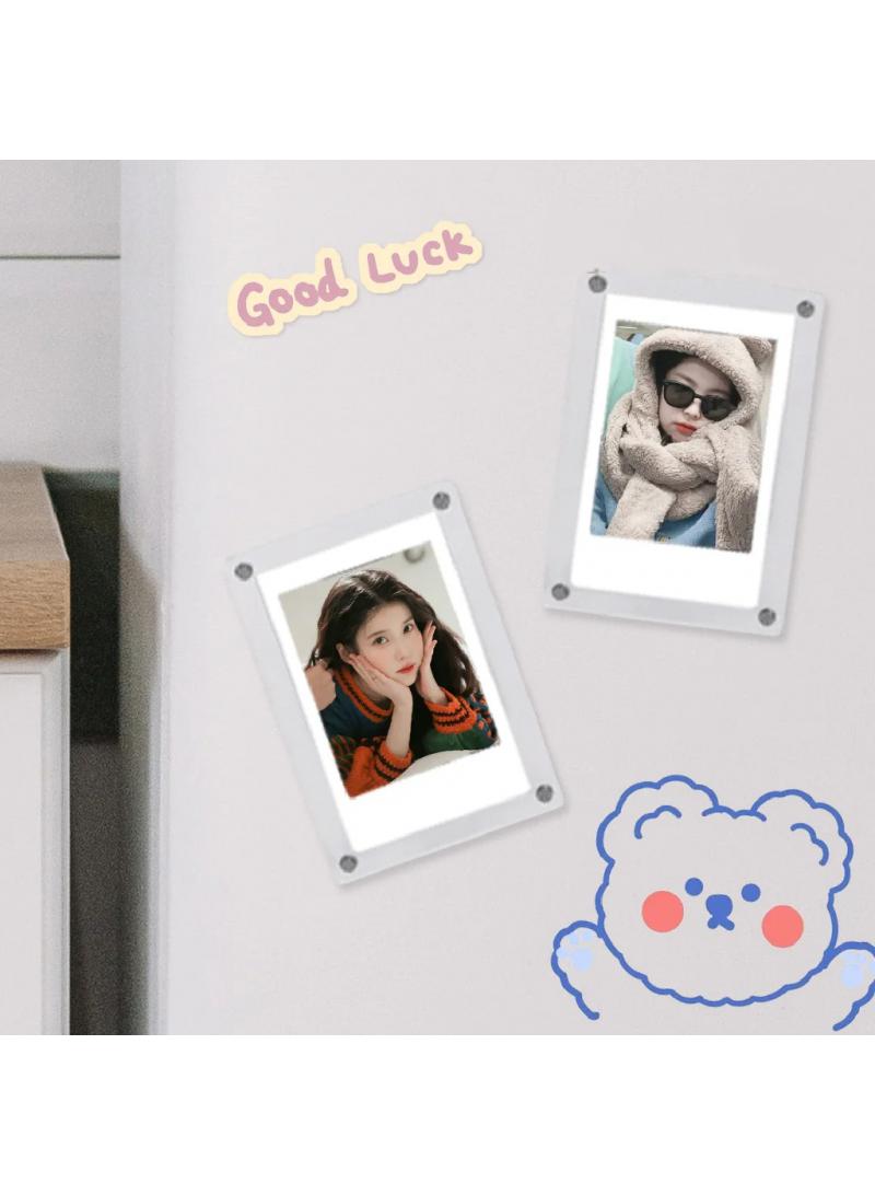 إطار صور مغناطيسي شفاف من الأكريليك 2 قطعة لتزيين المنزل لحامل الصور لـ Instax Mini 12/11/9 - Image 2