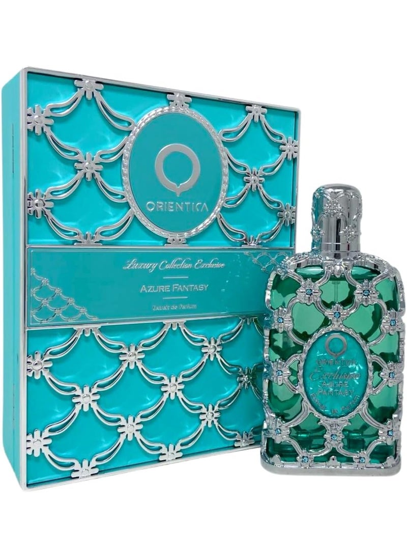 Orientica Orientica Azure Fantasy Extrait de Parfum with Notes of Bergamot, Jasmine & Ambergris, Luxurious & Refreshing Woody Floral Fragrance for Men & Women, Long-Lasting & Captivating Unisex Perfume, 80ML 