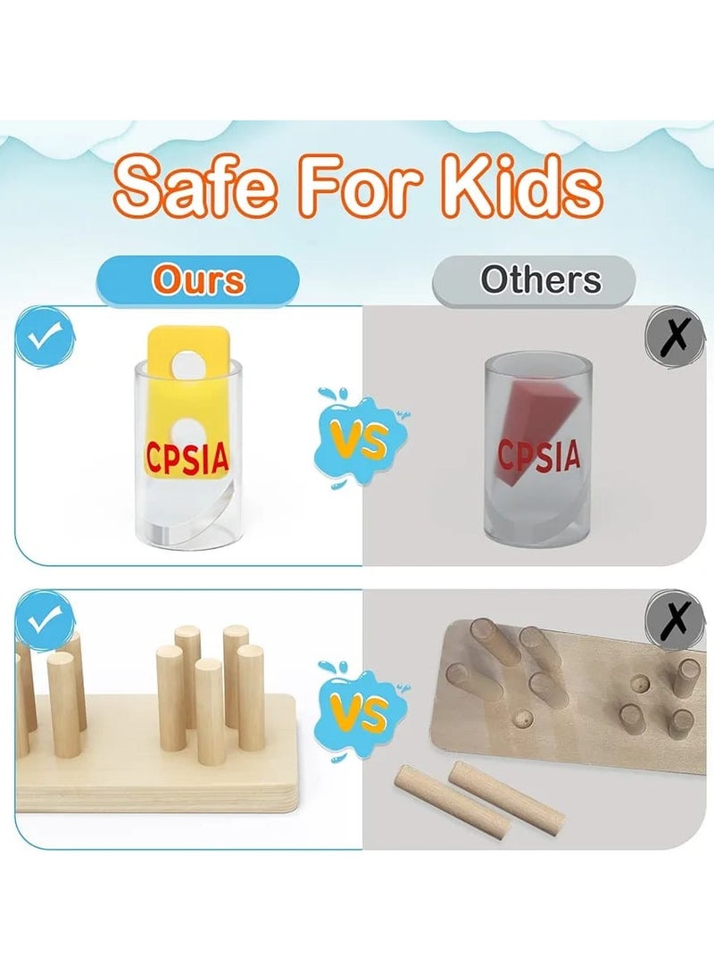 لعبة فرز وتكديس الأشكال الخشبية للأطفال الصغار – لعبة تعليمية على طريقة مونتيسوري لتعلم الألوان والأشكال، مناسبة للأطفال من عمر 1 إلى 4+ سنوات (5 أشكال) - Image 5