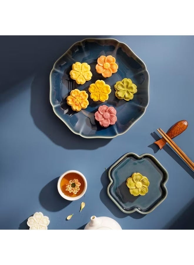 Moon Cake Mold Set 4pcs 50g Cookie Stamps, Cherry Blossom Floral Mid Autumn Festival DIY Hand Press Cookie Dessert Cutter Pastry Decoration Flower Impressions Tool Mooncake Maker (50g) - Image 5