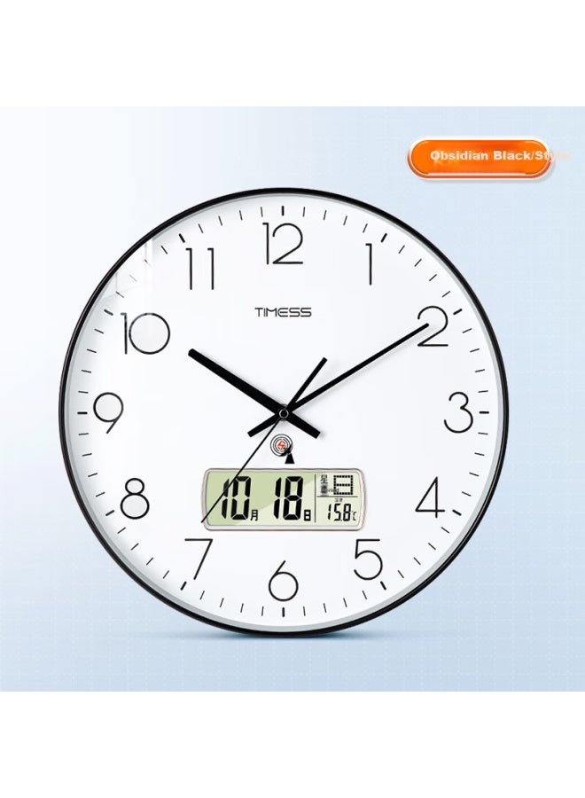 Timess Radio-controlled Clock, Automatic Time Synchronization Wall Clock, Living Room Timepiece, New Model With Temperature Display And Calendar, Wall-mounted, 30cm - Image 1