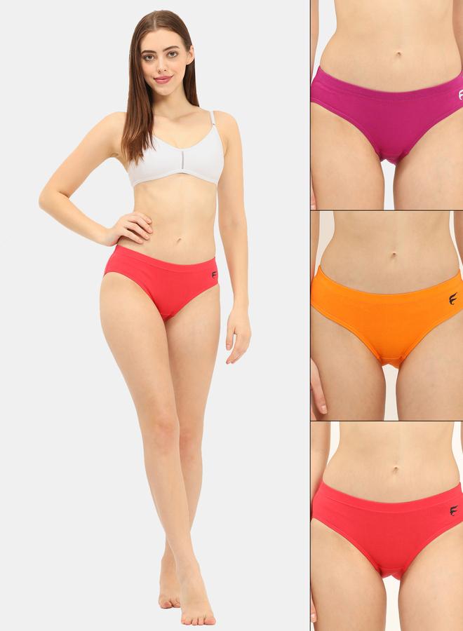 Envie مجموعة من 3 قطع - سراويل داخلية قطنية متوسطة الطول بتفاصيل الشعار - Image 1