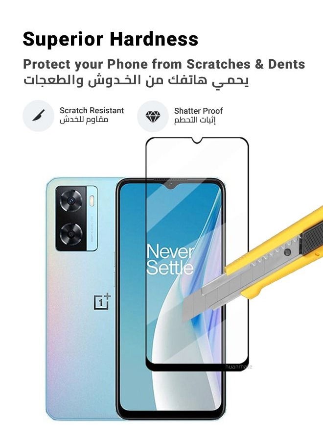 huanmate - Edge to Edge Full Surface Screen Protector For OnePlus Nord N20 SE Black/Clear - Image 1