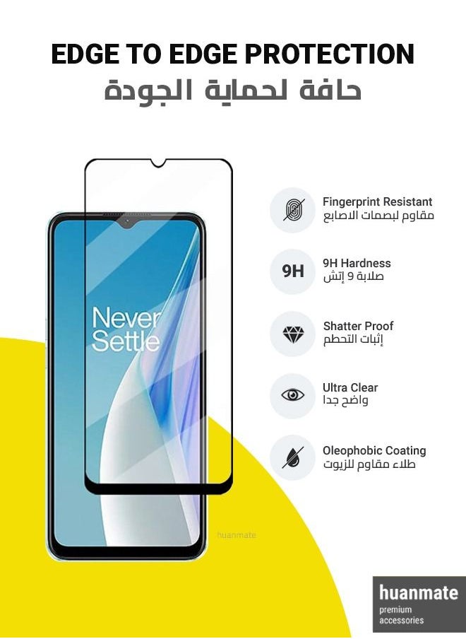 huanmate - Edge to Edge Full Surface Screen Protector For OnePlus Nord N20 SE Black/Clear - Image 1