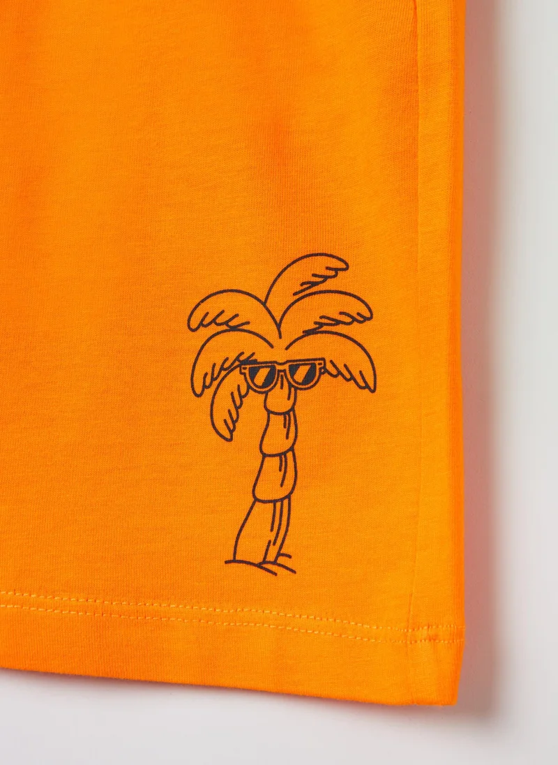 Ovs Bermuda Joggers With Palm Print