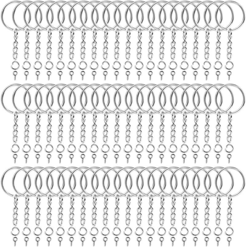 Audab 360Pcs Keychain Bulk, 120Pcs Keychain Rings with Chain and Open Jump Ring with Screw Eye Pins for Crafts and Jewelry Making - Image 1