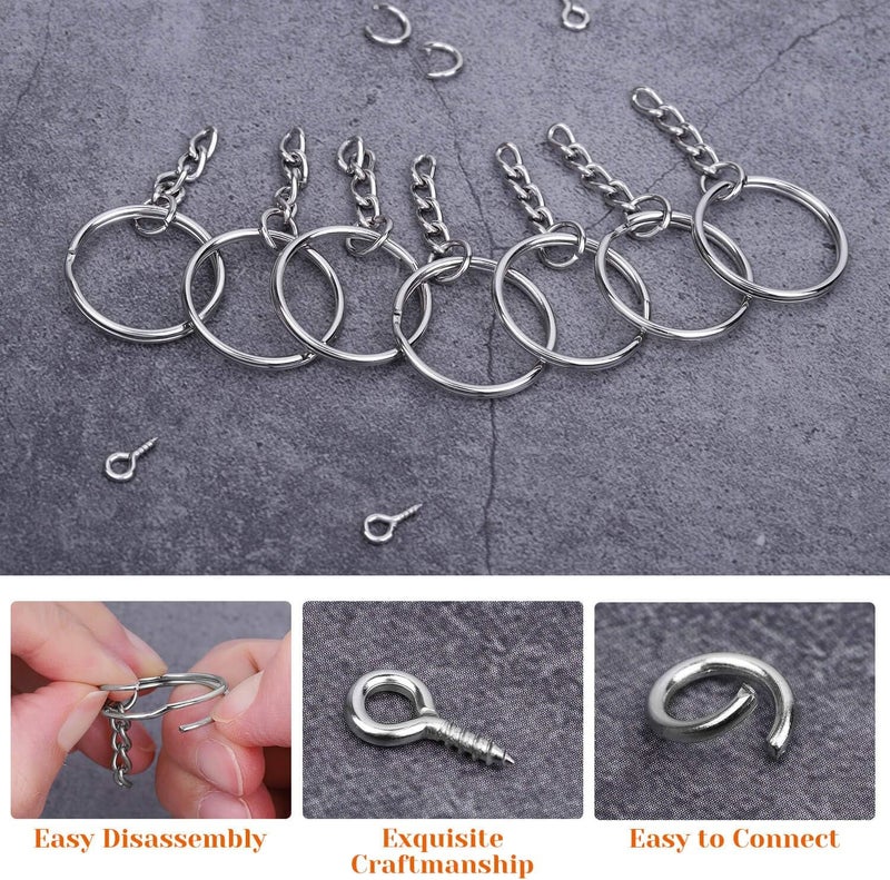Audab 360Pcs Keychain Bulk, 120Pcs Keychain Rings with Chain and Open Jump Ring with Screw Eye Pins for Crafts and Jewelry Making - Image 5