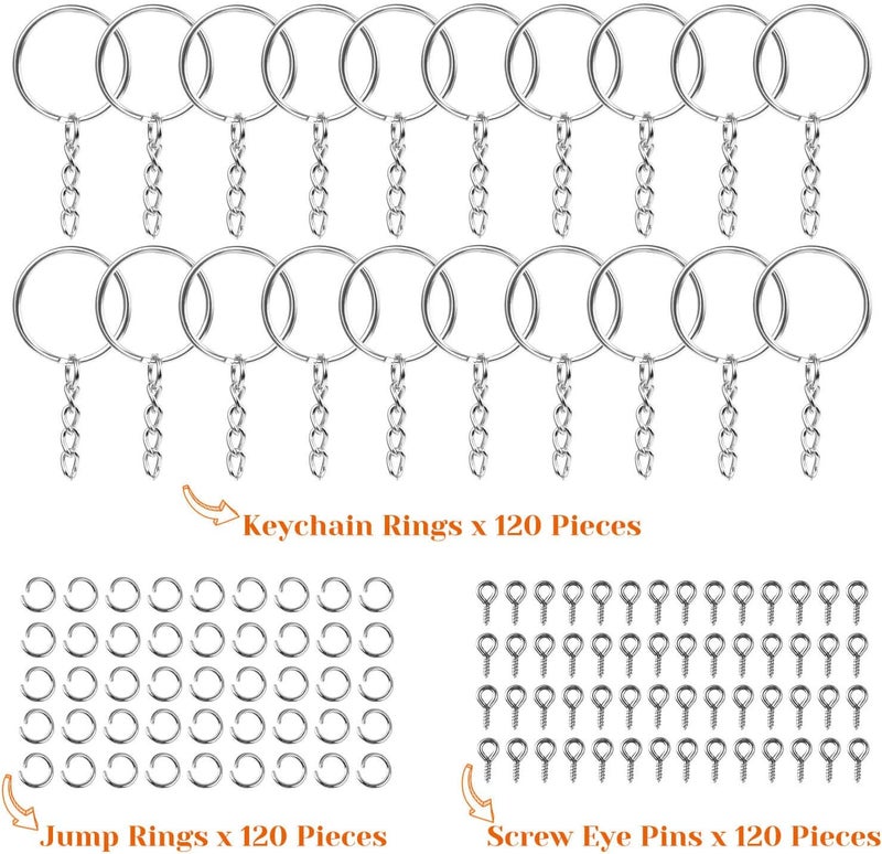 Audab 360Pcs Keychain Bulk, 120Pcs Keychain Rings with Chain and Open Jump Ring with Screw Eye Pins for Crafts and Jewelry Making - Image 2