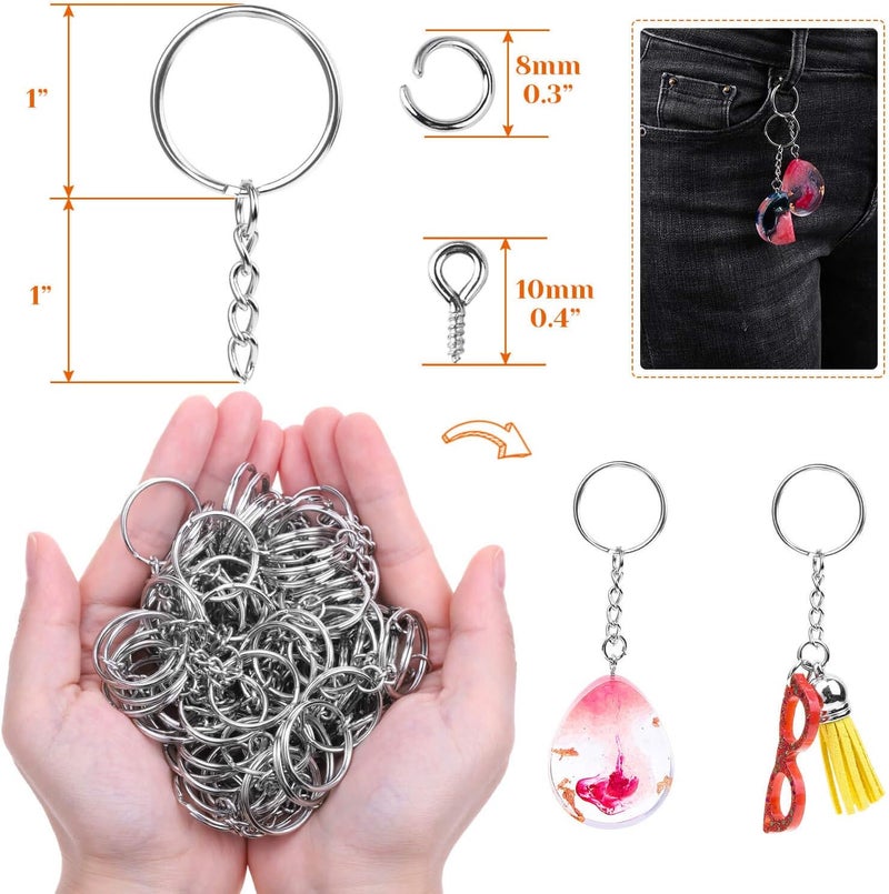 Audab 360Pcs Keychain Bulk, 120Pcs Keychain Rings with Chain and Open Jump Ring with Screw Eye Pins for Crafts and Jewelry Making - Image 3