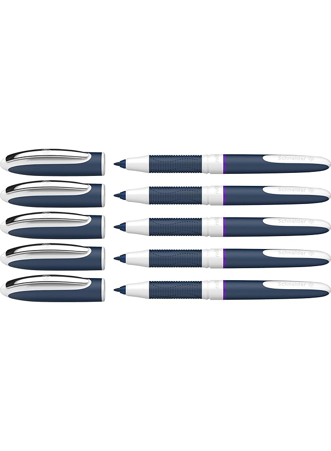 Schneider One Change Rollerball Pen Refillable 0.6 Mm Ultra Smooth Tip Blue White Barrel Violet Ink Box Of 5 Pens 183708 Purple  - Image 1