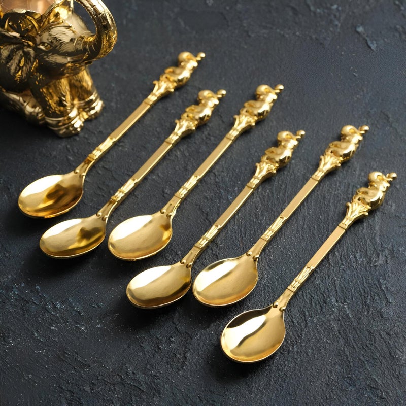 Kitchen serving kitchen spoons-excellent stainless steel candy spoons set of 6 designed for an elegant display of sweet dishes, soup or sides at home, cafes or food counters (multiple shapes). - Image 1