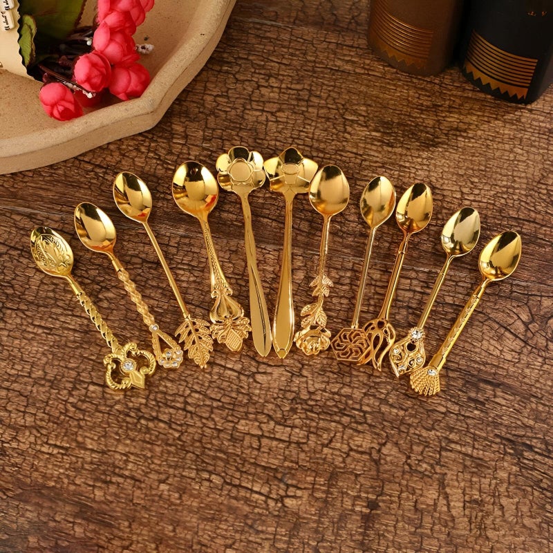 Kitchen serving kitchen spoons-excellent stainless steel candy spoons set of 6 designed for an elegant display of sweet dishes, soup or sides at home, cafes or food counters (multiple shapes). - Image 3