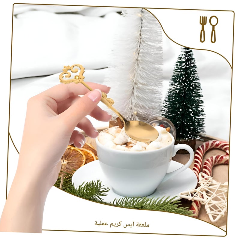 Kitchen serving kitchen spoons-excellent stainless steel candy spoons set of 6 designed for an elegant display of sweet dishes, soup or sides at home, cafes or food counters (multiple shapes). - Image 2