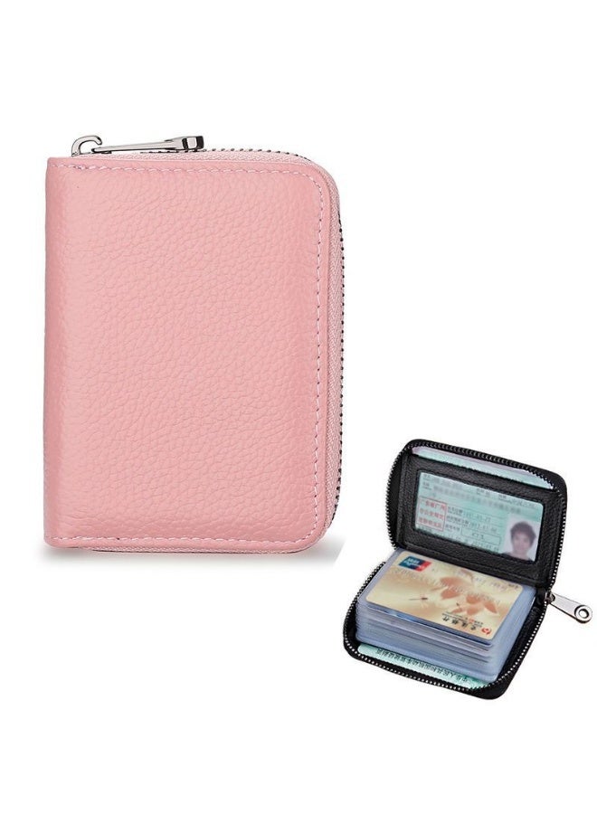 xozgdovg Business Card Holder Unisex Anti-magnetic Large Capacity Driving License Sleeve Multi-card Slot Card Wallet One-piece Bag Pink 22 card can put the driver's license 