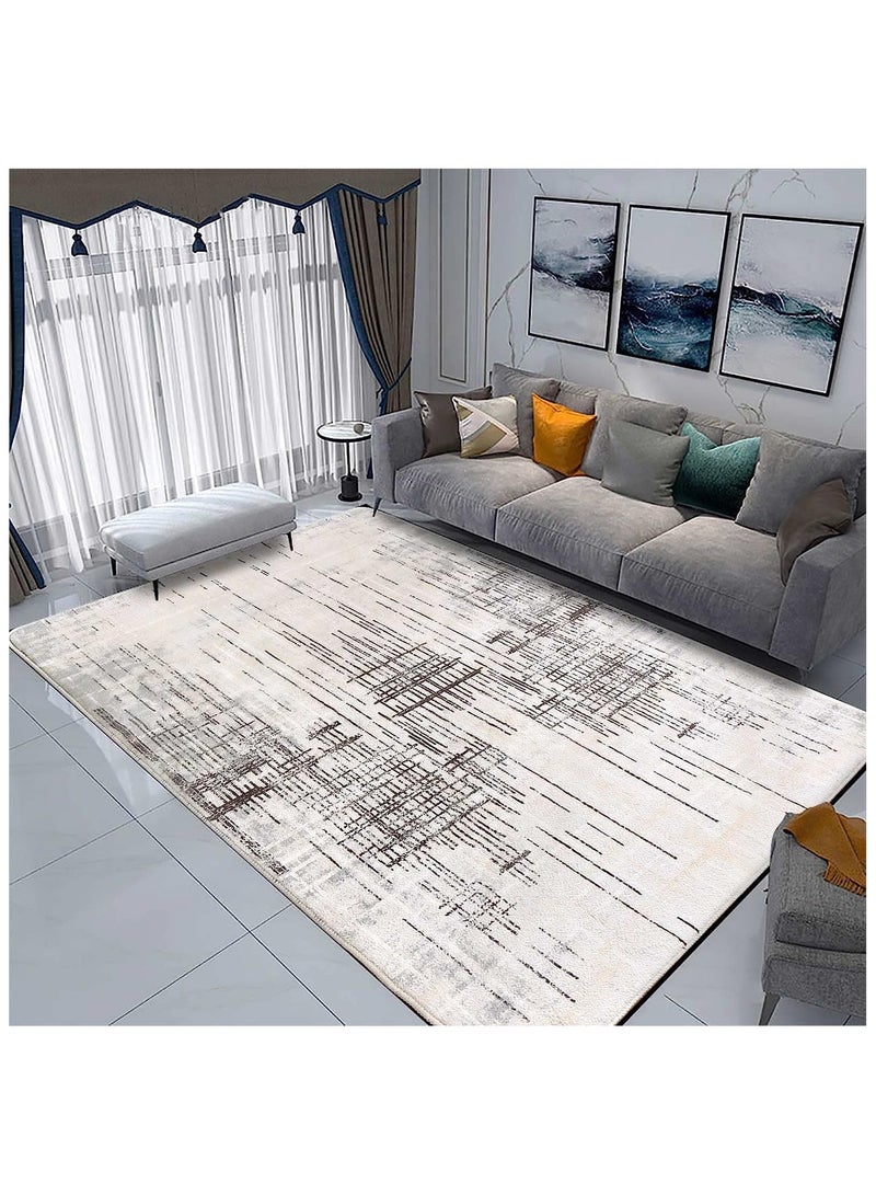 Soofam Carpets & Rugs Modern Abstract Area Rugs Living Room Soft Short Pile Rug Non-slip Grey Large Luxury Carpet Living Room Bedroom Floor Mat Home Decor (160 * 230cm, Beige Grey) - Image 1