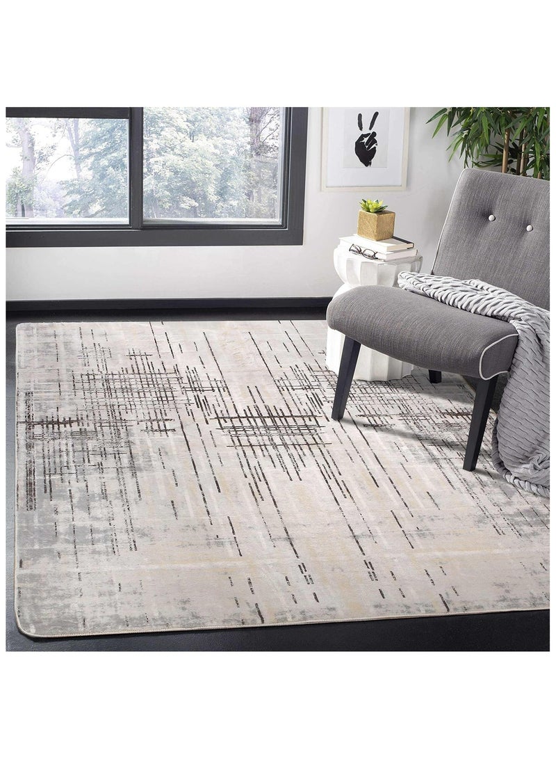 Soofam Carpets & Rugs Modern Abstract Area Rugs Living Room Soft Short Pile Rug Non-slip Grey Large Luxury Carpet Living Room Bedroom Floor Mat Home Decor (160 * 230cm, Beige Grey) - Image 3