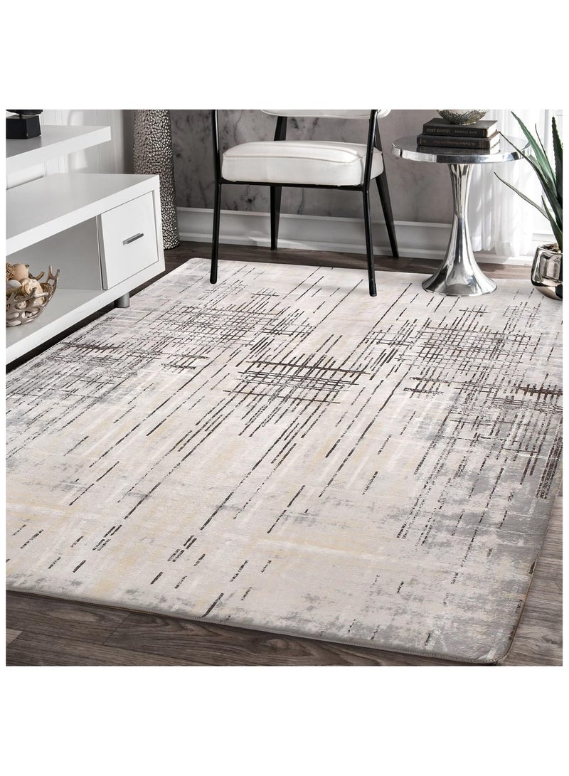 Soofam Carpets & Rugs Modern Abstract Area Rugs Living Room Soft Short Pile Rug Non-slip Grey Large Luxury Carpet Living Room Bedroom Floor Mat Home Decor (160 * 230cm, Beige Grey) - Image 4
