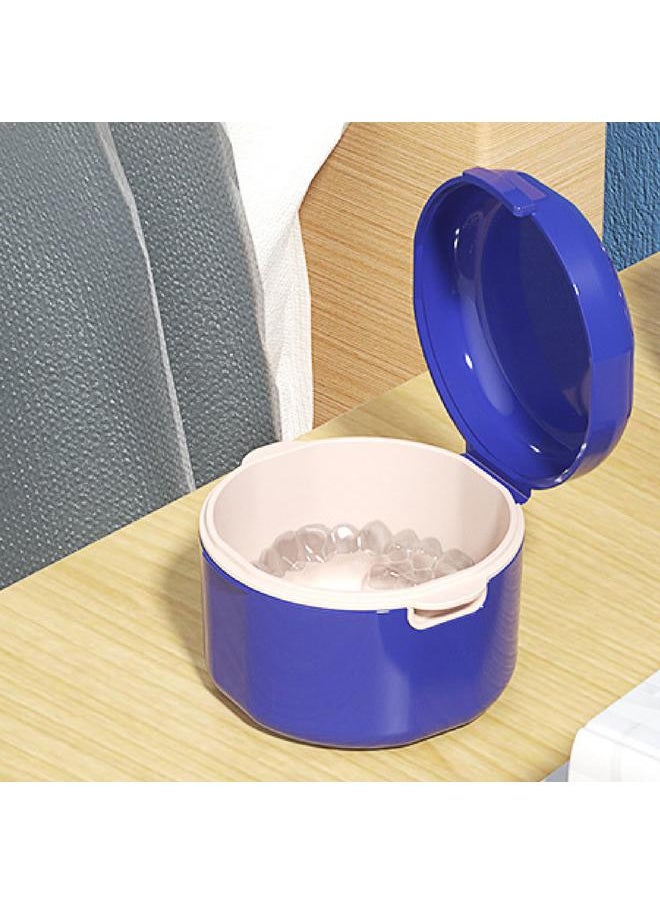 Thoraya Retainer Case Multipurpose Portable Lightweight Double Layer Hollow Drain Invisible Braces Box for Outdoor Travel Daily Blue  - Image 4