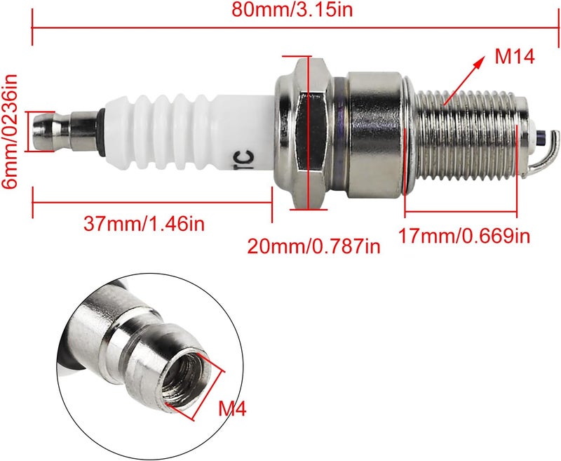 FLYPIG F7TC Spark Plug For GX120 GX160 GX200 GX240 GX270 GX340 GX390 Generator Lawnmower Tractor Rototiller Water Pump Go Kart Mini BikeTillage Polishing Machine 168F 168FA 168FB 2pcs - Image 2