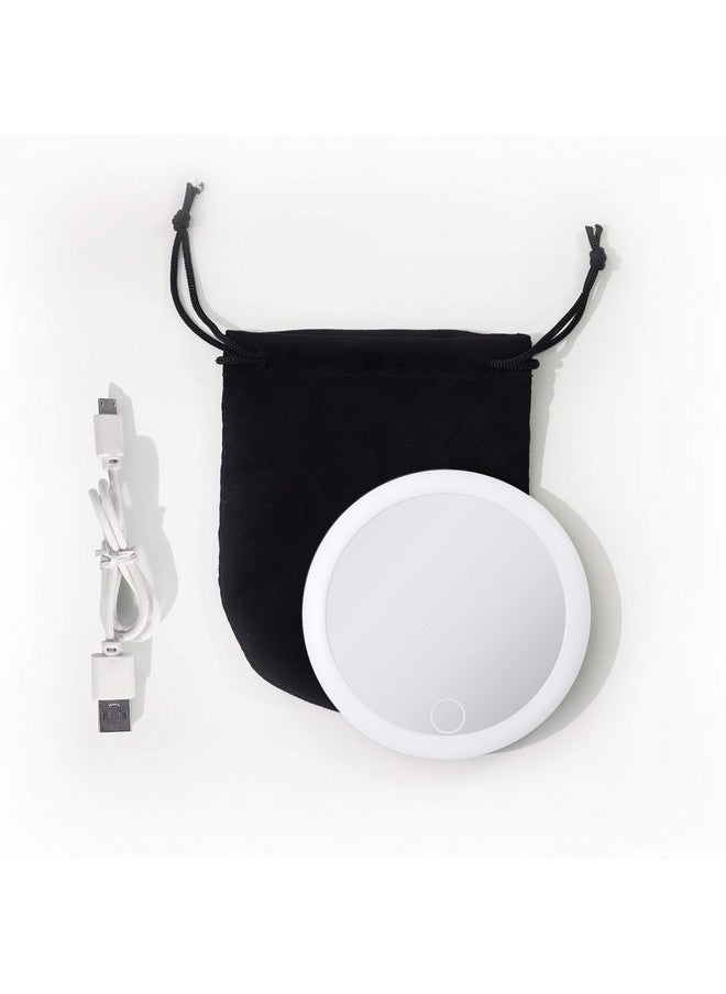 Zadro 4 Round Led Mirror Makeup Travel Mirror With Light Rechargeable Compact Mirror For Purses Portable Carrying Pouch  - Image 3