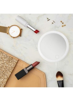 Zadro 4 Round Led Mirror Makeup Travel Mirror With Light Rechargeable Compact Mirror For Purses Portable Carrying Pouch  - Image 2