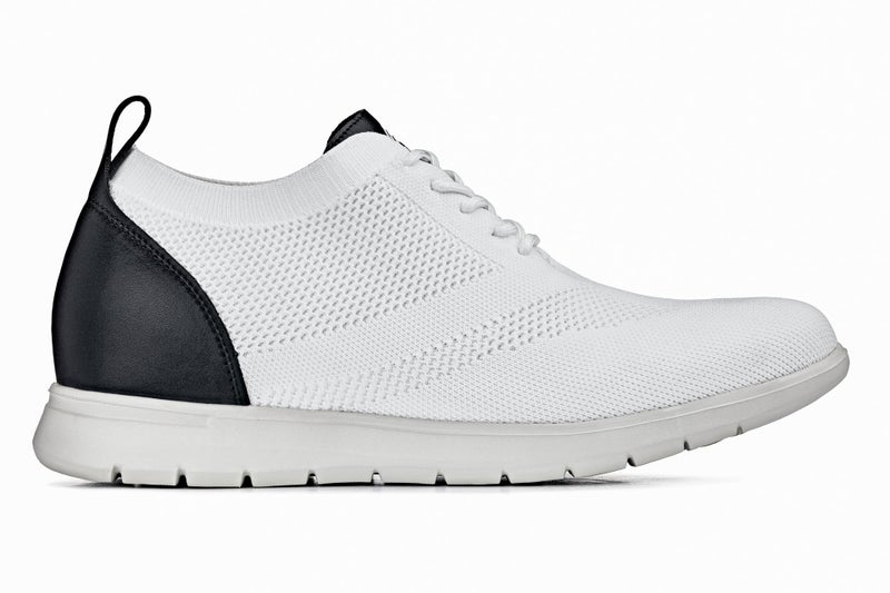 CALTO Men's Invisible Height Increasing Elevator Shoes - White/Black Ultra Light-Weight Lace-up Knitted Sporty Walker - 2.4 Inches Taller - X2212 - Size 8 D(M) US - Image 3