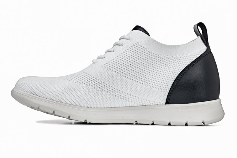 CALTO Men's Invisible Height Increasing Elevator Shoes - White/Black Ultra Light-Weight Lace-up Knitted Sporty Walker - 2.4 Inches Taller - X2212 - Size 8 D(M) US - Image 4