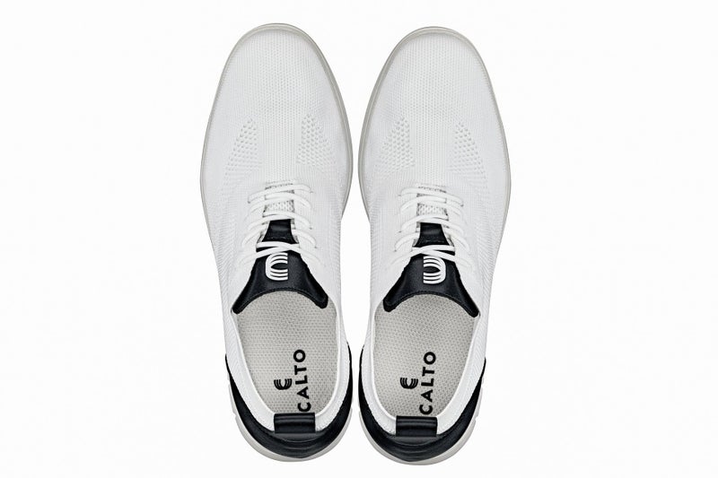 CALTO Men's Invisible Height Increasing Elevator Shoes - White/Black Ultra Light-Weight Lace-up Knitted Sporty Walker - 2.4 Inches Taller - X2212 - Size 8 D(M) US - Image 5