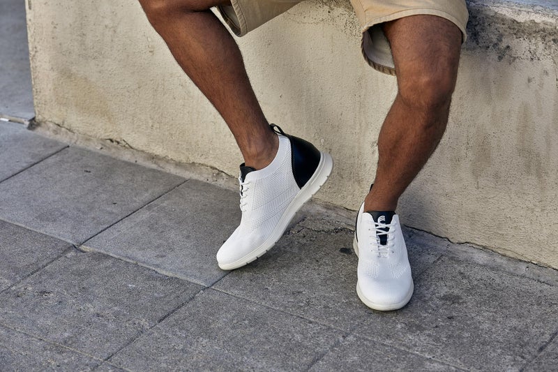 CALTO Men's Invisible Height Increasing Elevator Shoes - White/Black Ultra Light-Weight Lace-up Knitted Sporty Walker - 2.4 Inches Taller - X2212 - Size 8 D(M) US - Image 2