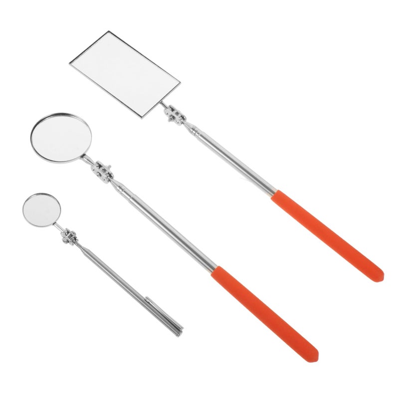 Telescopic Inspection Mirror Set 3pcs Extendable Rod 360 Rotation For Auto Mechanics - Image 2