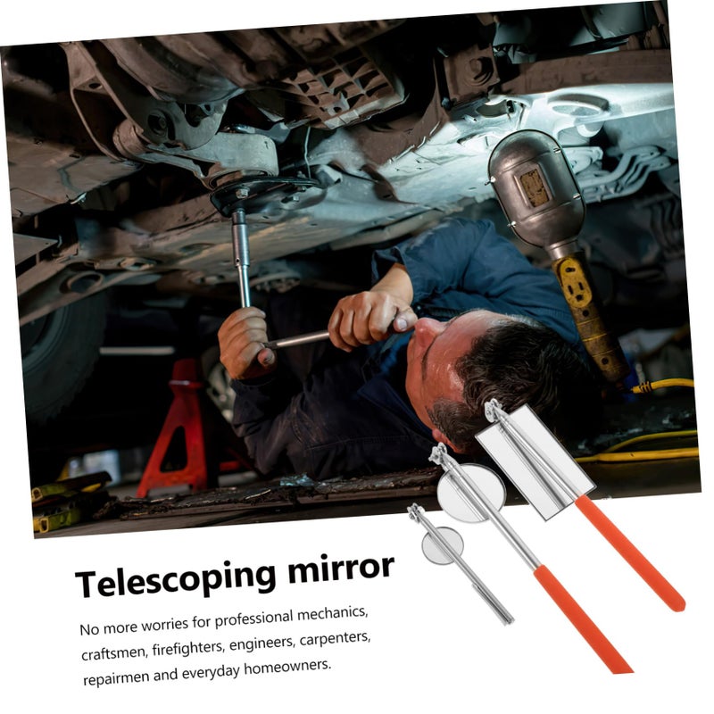 Telescopic Inspection Mirror Set 3pcs Extendable Rod 360 Rotation For Auto Mechanics - Image 5