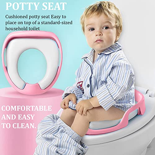 Zeinwap Baby Toilet seat Safe Soft Training Potty Seat Sitting Ring with Handles Bathroom Trainer - Pink - Image 4