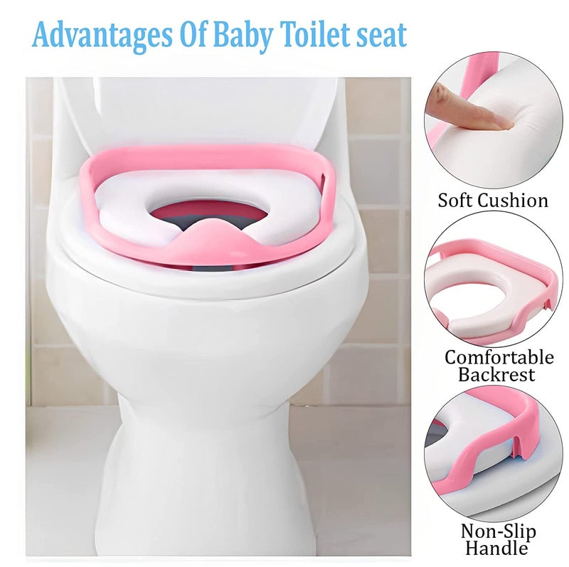 Zeinwap Baby Toilet seat Safe Soft Training Potty Seat Sitting Ring with Handles Bathroom Trainer - Pink - Image 2
