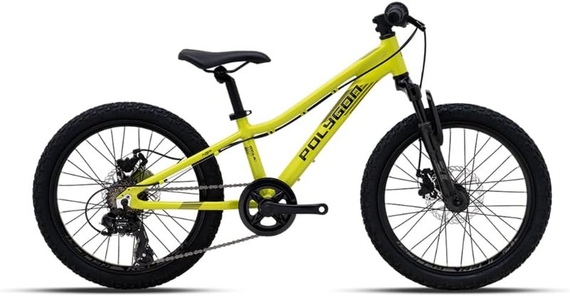 Polygon Relic 20 Kids Mountain Bike | 20-Inch Wheels | Shimano 1x6 Speed | Mechanical Disc Brakes|AL6 Alloy Frame | Green | Youth MTB Bicycle | Small - Image 1
