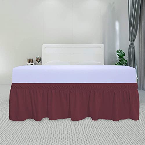 YRM Bedding's Wine Bed Skirt Wrap Around 600 Microfiber with Easy Fit with 15 Inch Tailored Drop Shrinkage and Fade Resistant with Microfiber 15 Bed Skirt Full Size 54 x 80 - Image 2