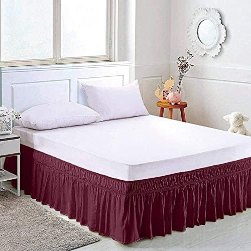 YRM Bedding's Wine Bed Skirt Wrap Around 600 Microfiber with Easy Fit with 15 Inch Tailored Drop Shrinkage and Fade Resistant with Microfiber 15 Bed Skirt Full Size 54 x 80 - Image 1