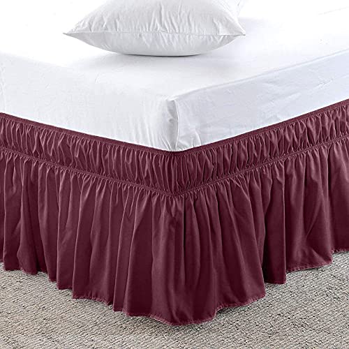 YRM Bedding's Wine Bed Skirt Wrap Around 600 Microfiber with Easy Fit with 15 Inch Tailored Drop Shrinkage and Fade Resistant with Microfiber 15 Bed Skirt Full Size 54 x 80 - Image 3
