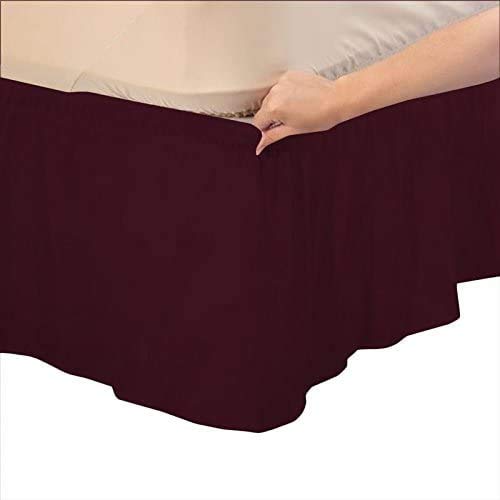 YRM Bedding's Wine Bed Skirt Wrap Around 600 Microfiber with Easy Fit with 15 Inch Tailored Drop Shrinkage and Fade Resistant with Microfiber 15 Bed Skirt Full Size 54 x 80 - Image 4