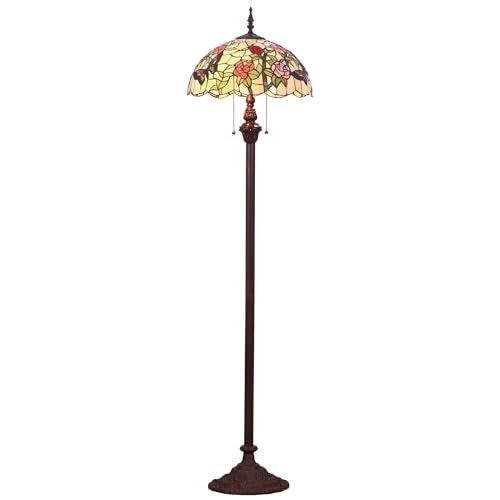 Bieye L11408 Butterfly Tiffany Style Stained Glass Floor Lamp with 16-inch Wide Handmade Lampshade Metal Base for Bedroom Living Room, 59-inch Tall - Image 2