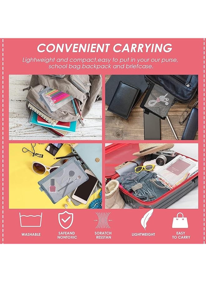 X spring Pencil Bag 3 Pieces Pencil Pouch Nylon Mesh Pen Pouch With Zipper Clear Makeup Bags Case Stationery Storage Bag For Home Office Supplies Cosmetics Travel Accessories  - Image 5