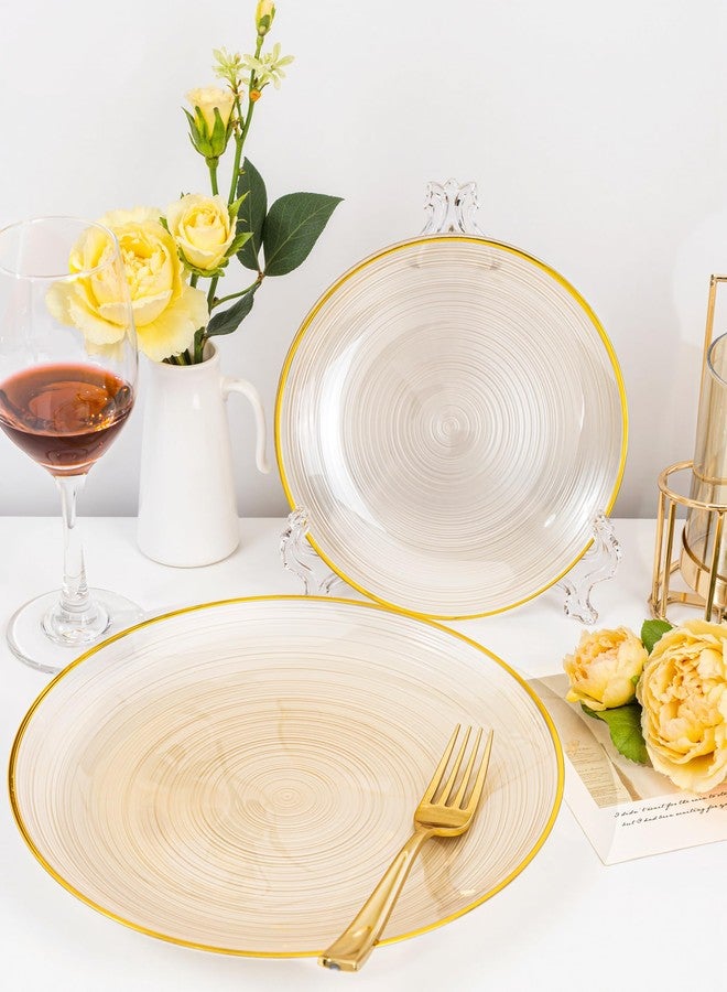 Morejoy 175PCS Yellow Plastic Plates - Disposable Gold Party Plates & Pre Rolled Napkins with Cutlery for 25 Guests, 50Plates, 75Silverware, 25Cups, 25Napkin for Party & Thanksgiving - Image 4