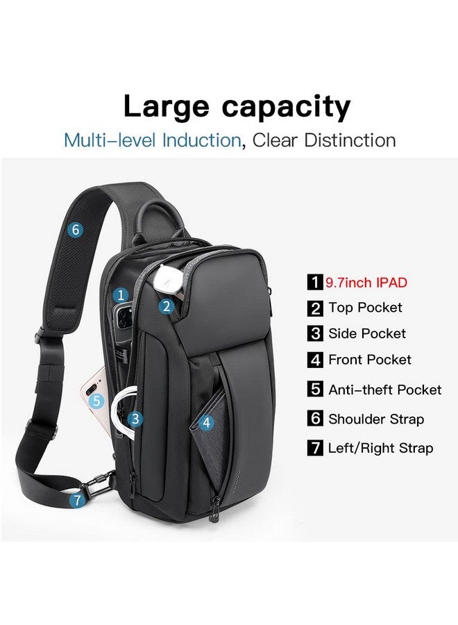 BANGE Sling Bag for Men, Men's Shoulder bags, Waterproof Crossbody Backpack for Men… (7566Black) - Image 3