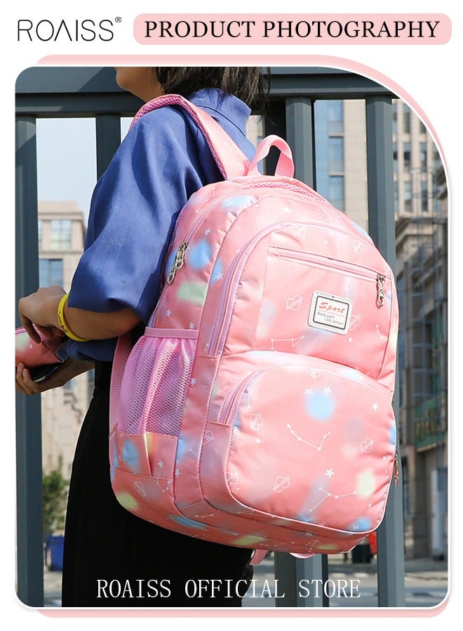 roaiss 3-Piece Backpack Set Simple Large-Capacity Carrying School Bag Shoulder Bag Pencil Bag Waterproof Fabric Light Texture  - Image 3