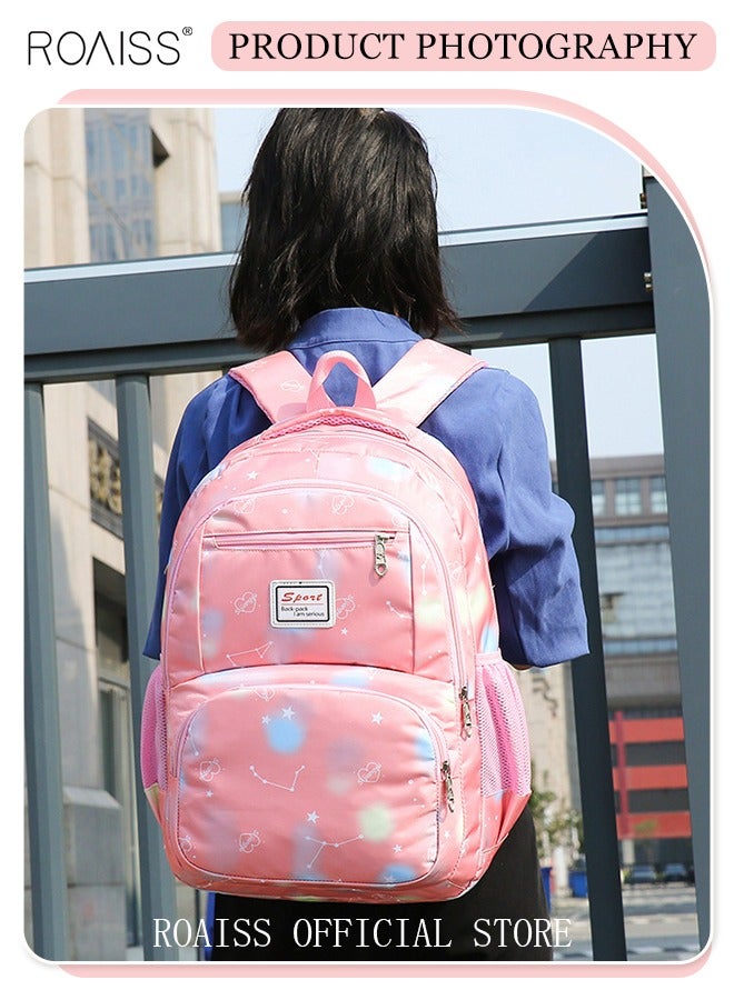roaiss 3-Piece Backpack Set Simple Large-Capacity Carrying School Bag Shoulder Bag Pencil Bag Waterproof Fabric Light Texture  - Image 4