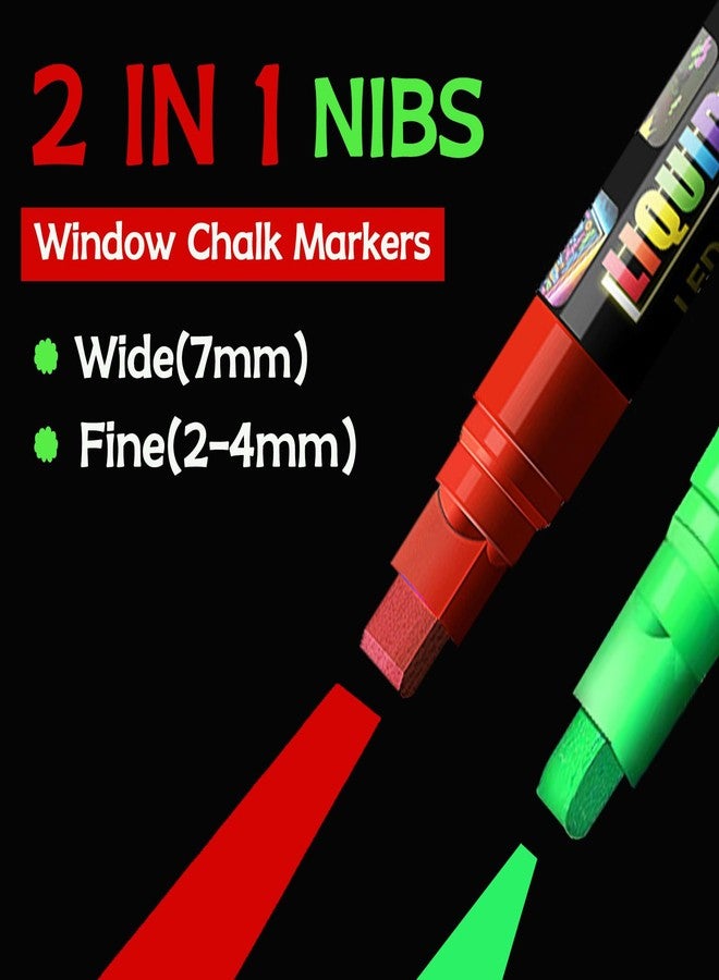 OLINGYOU Window Chalk Markers for Cars Glass Washable, 8 Colors Liquid Chalk Marker Pens with 7mm 2 in 1 Nib Wide Tips, Big Chalkboard Markers Car Window pens - Image 4