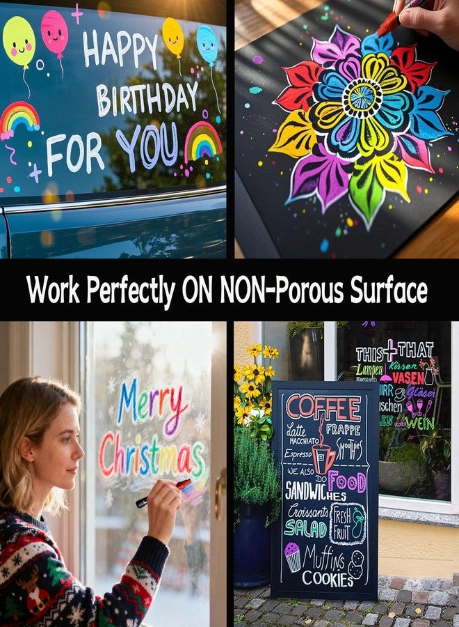 OLINGYOU Window Chalk Markers for Cars Glass Washable, 8 Colors Liquid Chalk Marker Pens with 7mm 2 in 1 Nib Wide Tips, Big Chalkboard Markers Car Window pens - Image 5