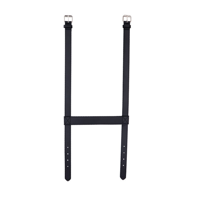 H-Shape Blanket Tie Strap Adjustable Leather Handle Black length 63cm * 2.4cm middle length 25cm * width 3.2cm