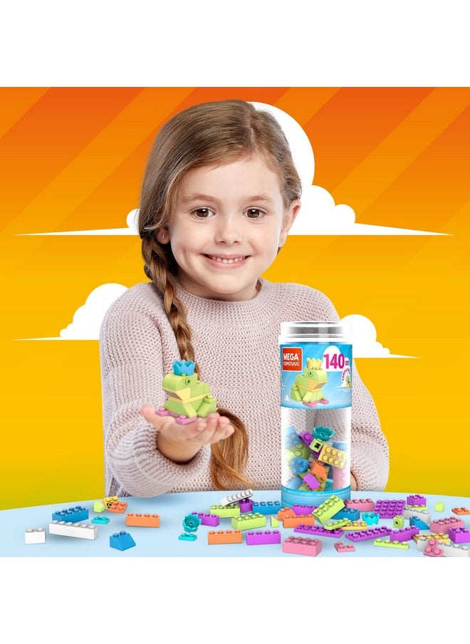 Mega Brands MEGA Construx Kids Blocks Toy Set, Open-Ended Building Bricks Tube with 140 Pieces in Pastel Colors, Ages 4+ Years  - Image 3