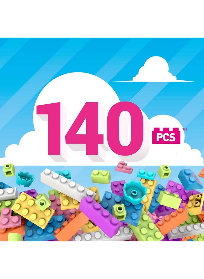 Mega Brands MEGA Construx Kids Blocks Toy Set, Open-Ended Building Bricks Tube with 140 Pieces in Pastel Colors, Ages 4+ Years  - Image 4