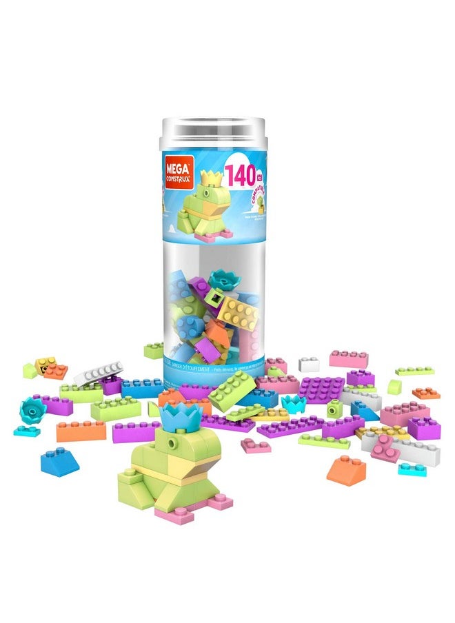 Mega Brands MEGA Construx Kids Blocks Toy Set, Open-Ended Building Bricks Tube with 140 Pieces in Pastel Colors, Ages 4+ Years  - Image 1